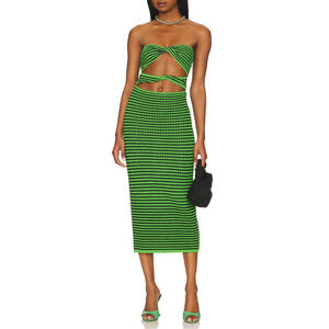 SOLID & STRIPED Green and Black Striped Dress